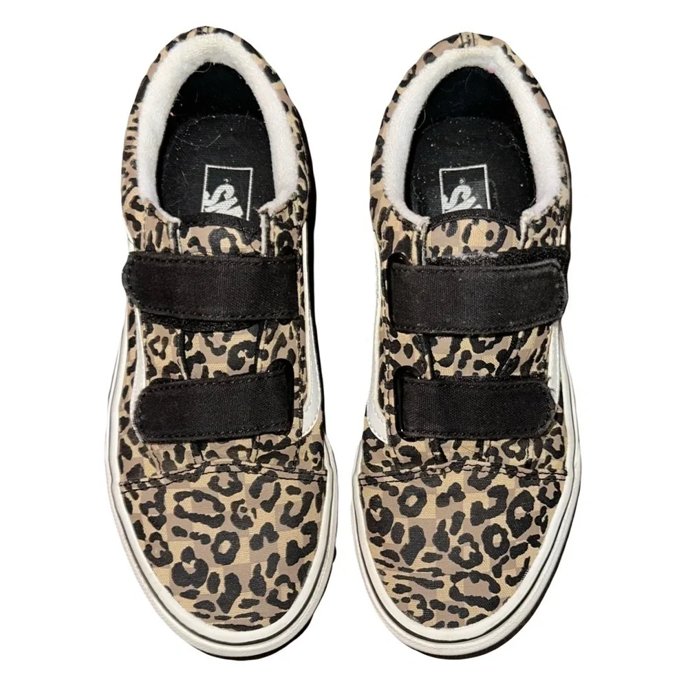 Vans Old Skool Leopard Print Checkered ANIMALS ARE FRIENDS Sneakers Shoes Kids 3